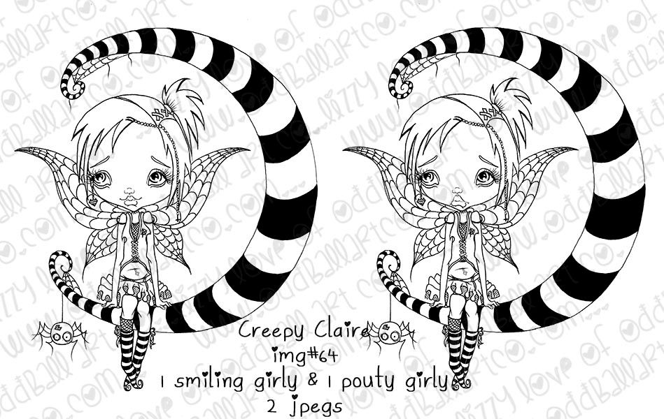 Thumbnail: Digital Stamp Big Eye Creepy Cute Fairy Girl Creepy Clair Image No. 64