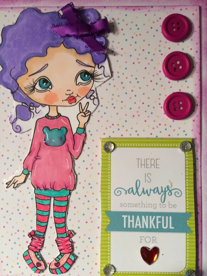 Thumbnail: Digital Download Printable Stamp Cute Big Eye Girl Bessy Image No. 8