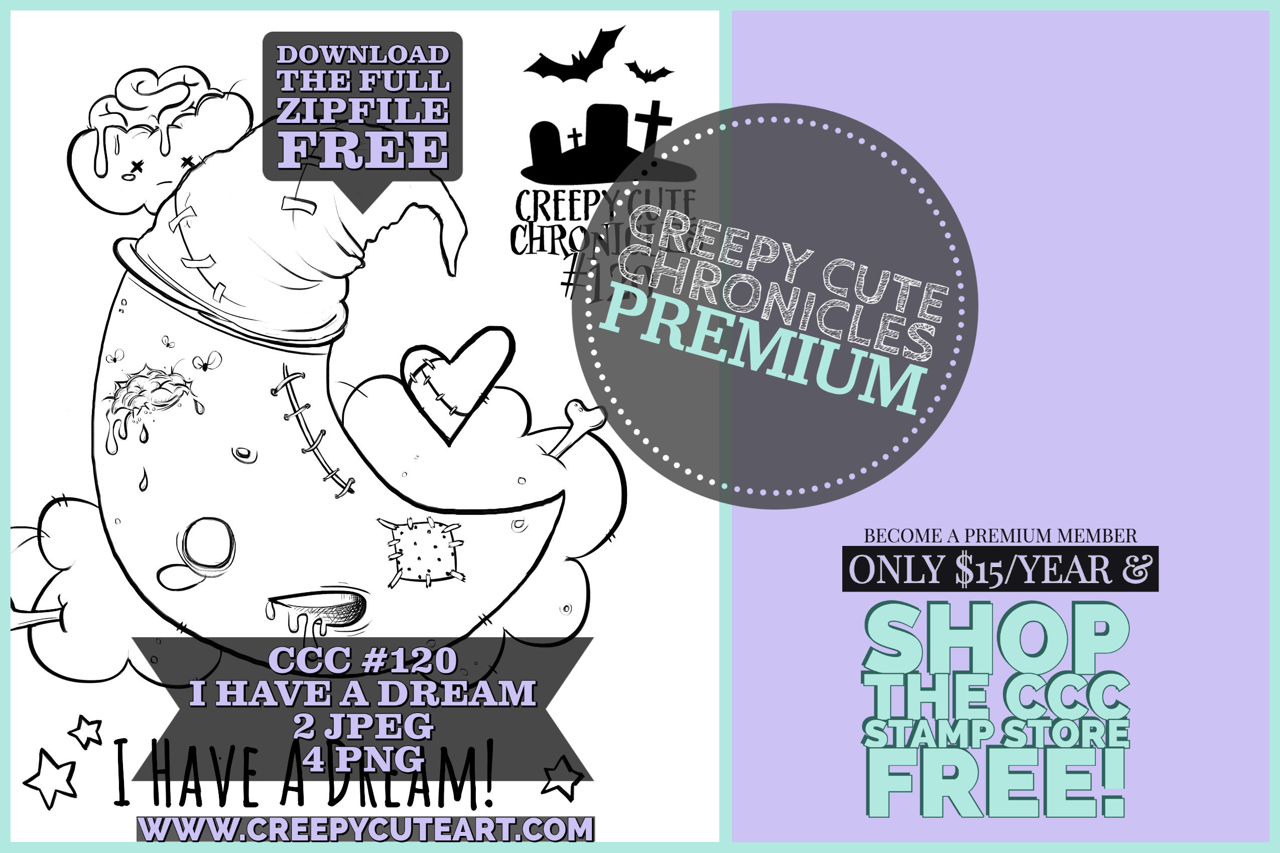 CCC# 120 I HAVE A DREAM DIGI STAMP Creepy Cute Chronicle