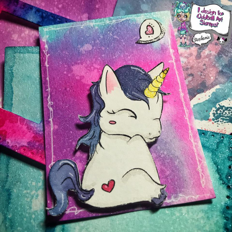 Thumbnail: Digital Stamp Super Cute Winking Unicorn with Speech Bubble Image No.10