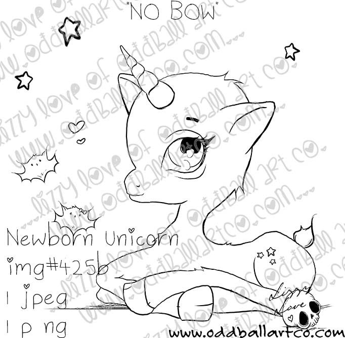 Thumbnail: Digital Stamp Cute & Whimsical Scene ~ Newborn Unicorn Image No. 425