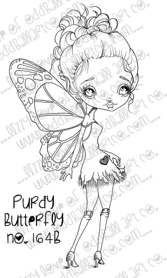 Thumbnail: Digital Stamp Sweetest Big Eye Fairy Girl Purdy Butterfly Image No. 164