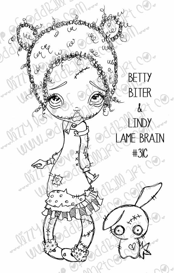 Thumbnail: Digital Stamp Creepy Cute Zombie Betty Biter & Lindy Lame Brain Image No. 31