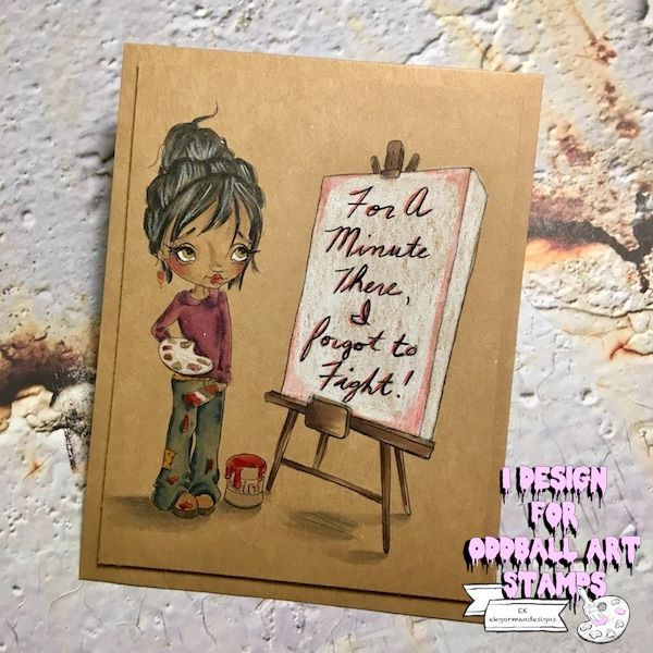 Thumbnail: Digital Stamp Big Eye Female Artist Blank Canvas Alice the Artist Image No. 381