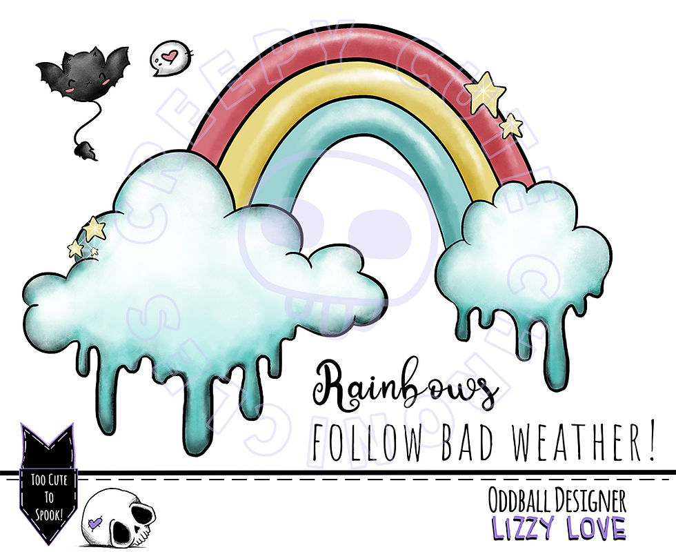 Thumbnail: CCC# 148 RAINBOWS DIGI STAMP Creepy Cute Chronicles