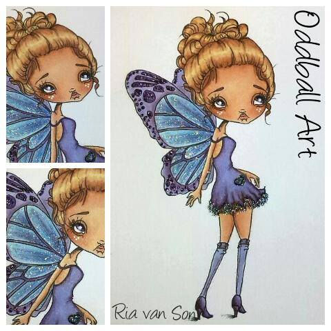 Thumbnail: Digital Stamp Sweetest Big Eye Fairy Girl Purdy Butterfly Image No. 164