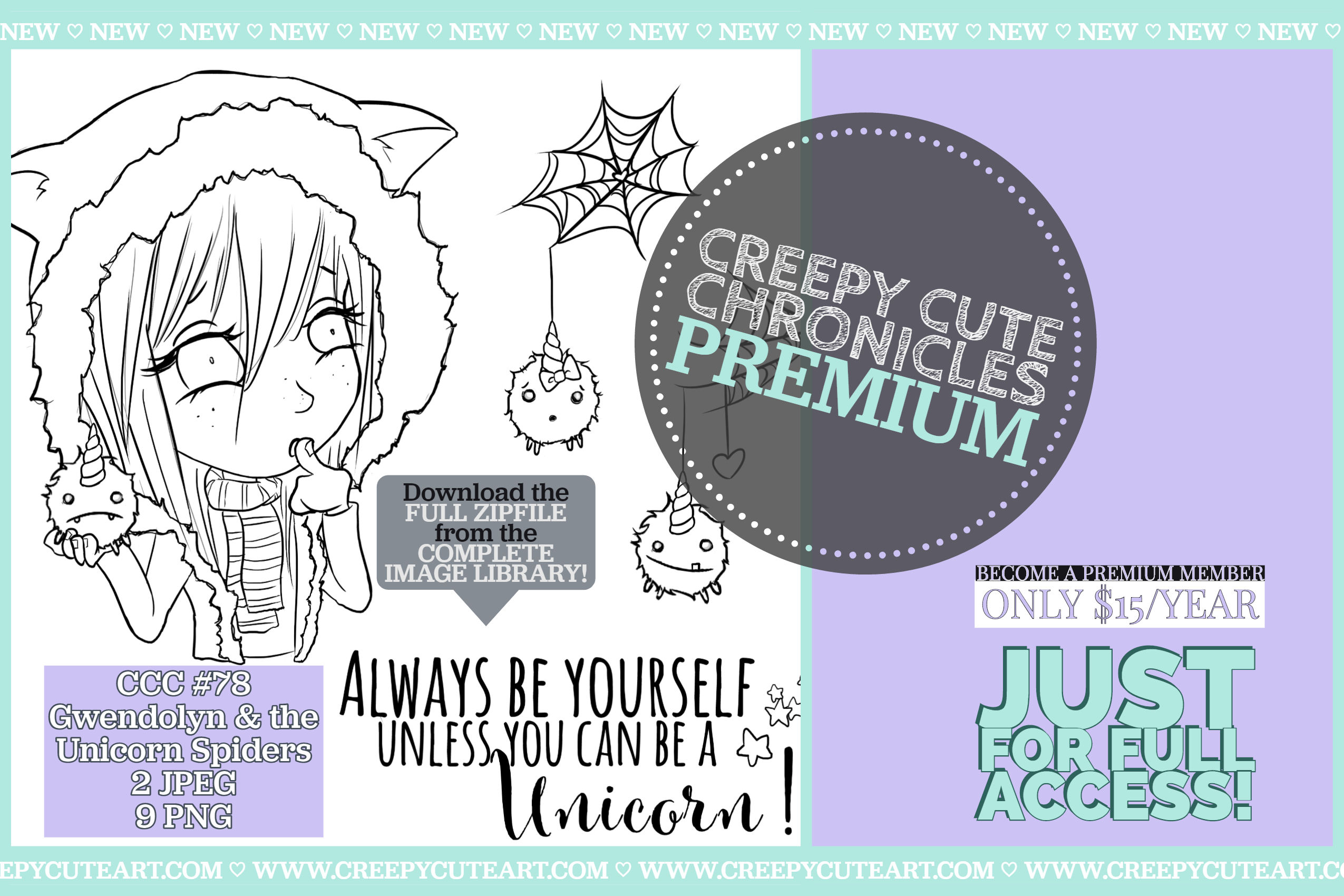 CCC# 78 GWENDOLINE & THE UNICORN SPIDERS PREMIUM Creepy Cute Chronicles FREE