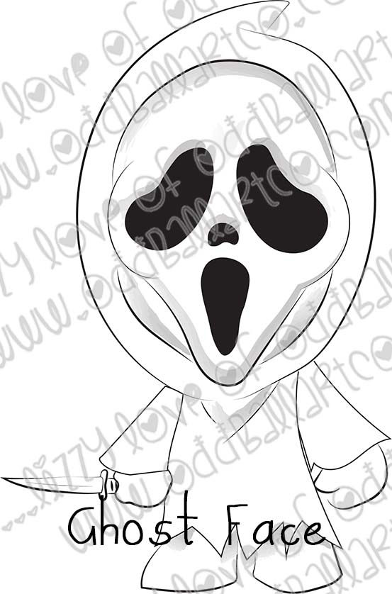 Thumbnail: Printable Stamp Creepy Cute Boo Babies Monsters Image No 458