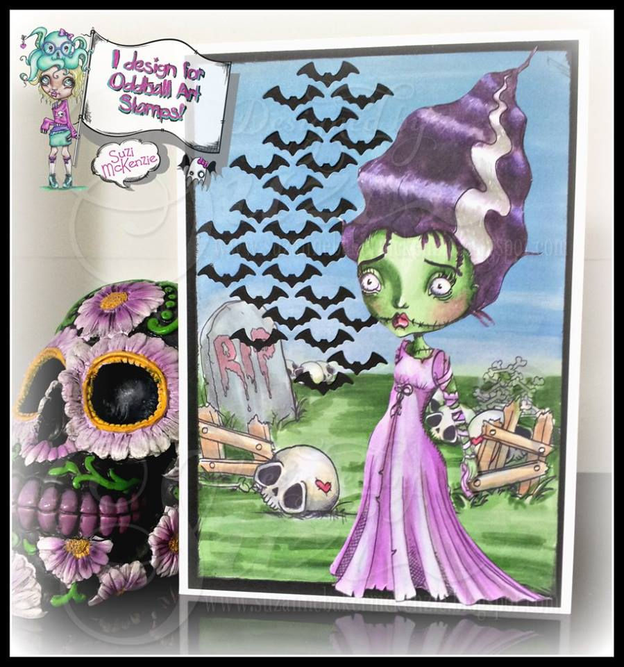 Thumbnail: Digital Stamp Creepy Cute Bride of Frankenstein Girl Image No. 78