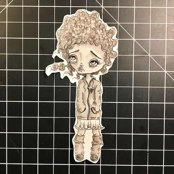 Thumbnail: Digital Download Printable Stamp Big Eye Girl Wanda Image No. 9