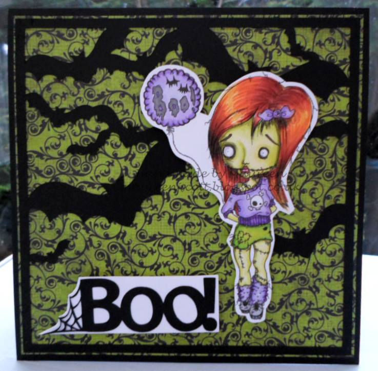 Thumbnail: Digi Stamp Creepy Cute Big Eye Zombie Girl with Boo Balloon Image #122