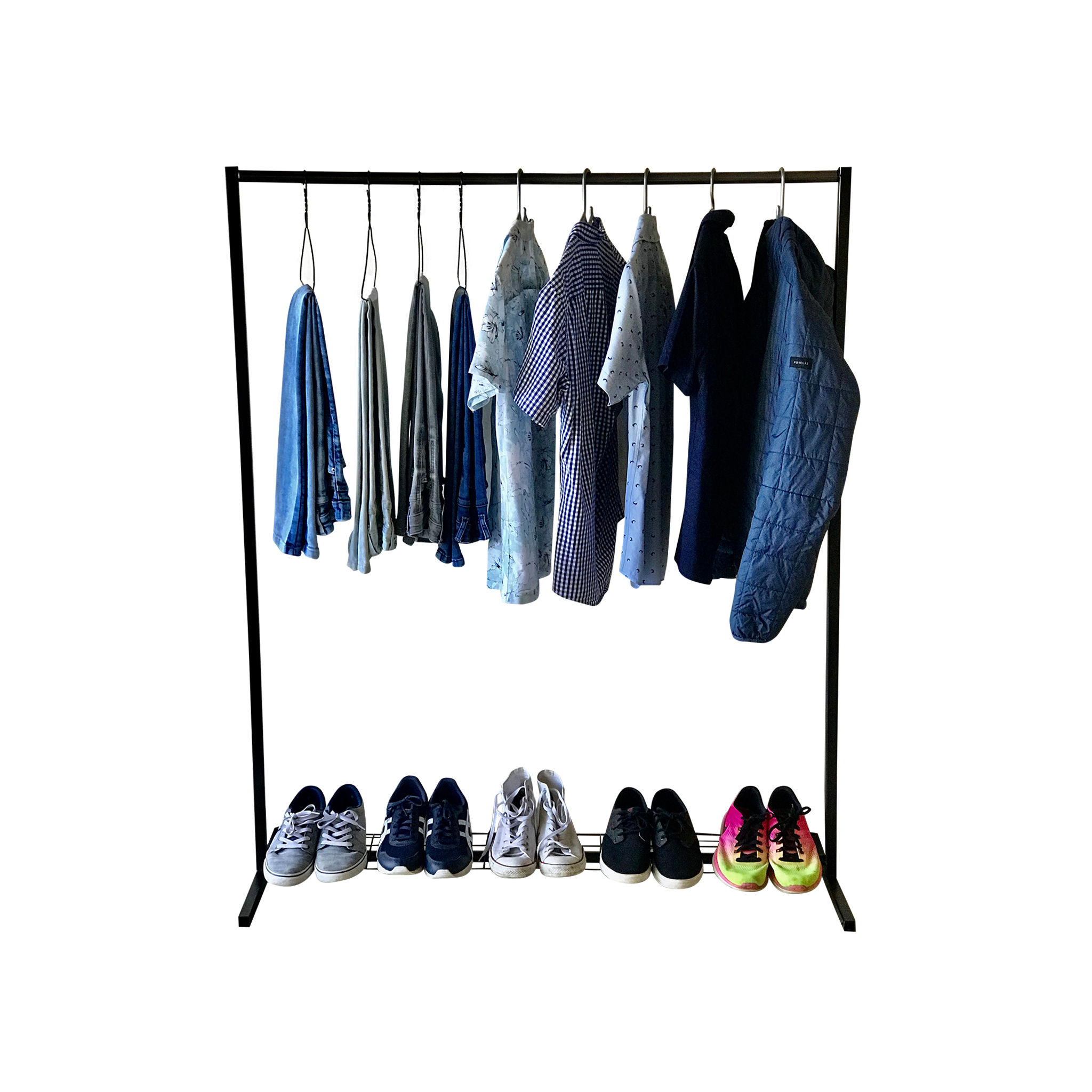 Single Clothing Rail Without Wheels and 1 Shoe Rack