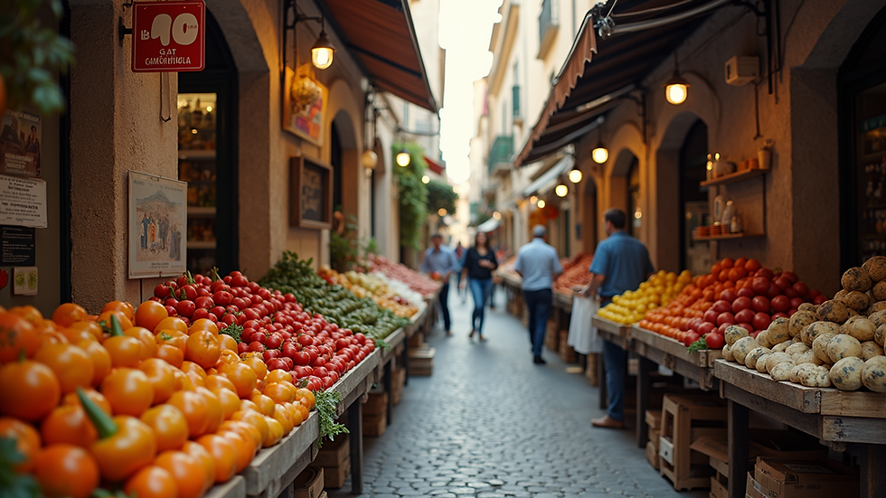 Eye-level view of a rustic Portuguese market