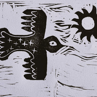IN SEARCH OF SOME LIGHT

A linocut print titled “In Search of Some Light,” portraying a bird in mid-flight, the sun glowing above as if drawing it near. The gentle breeze is almost tangible, whispering of longing, hope, and the quiet courage it takes to chase the light.

It can be printed on hand painted background.
Size of paper 5.5"x8.5"