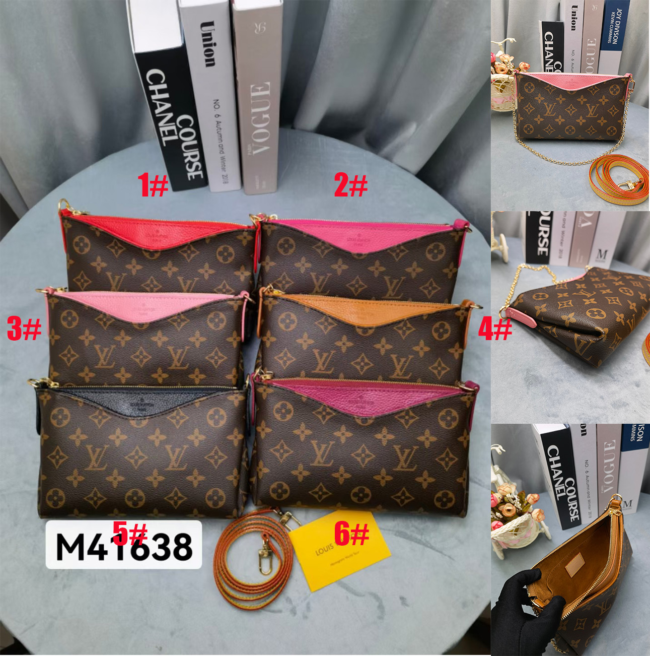 LV bag with attachable chain & leather strap