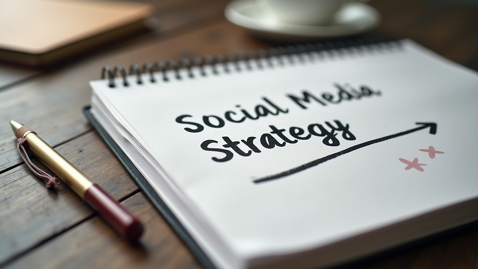 Close-up view of a notebook with social media strategy notes
