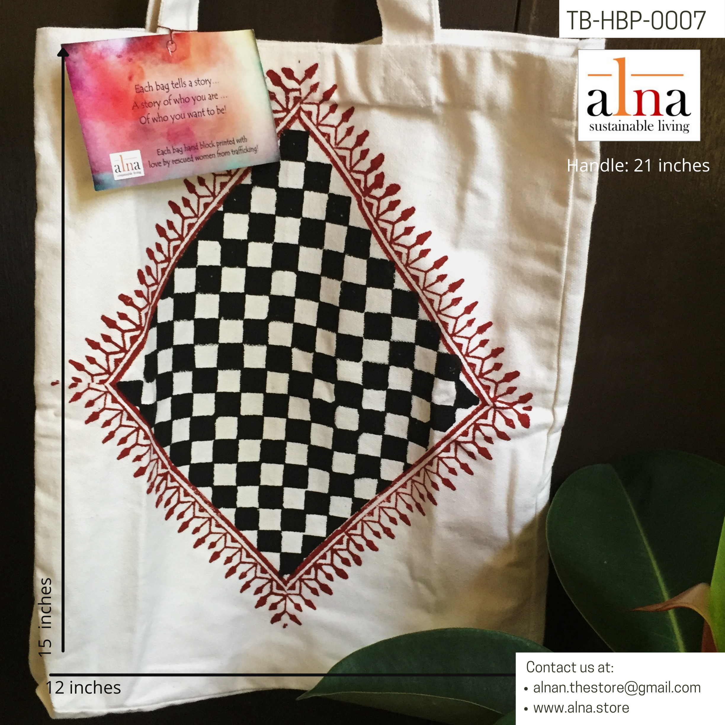 Stunning hand block printed tote bag