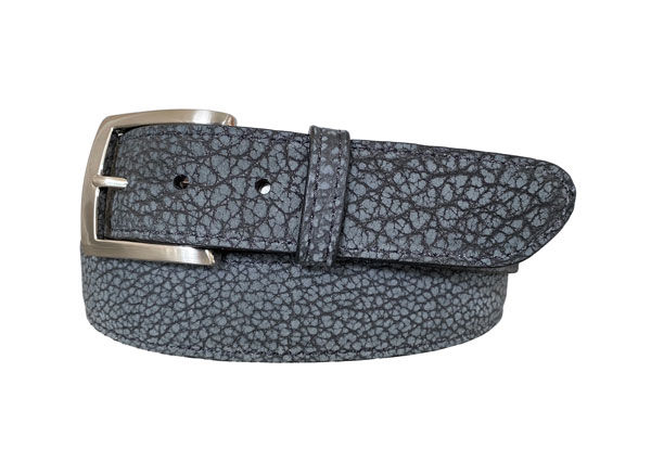 Thumbnail: Suede grey Genuine American Bison Skin Golf Belt With a Silver Belt Buckle