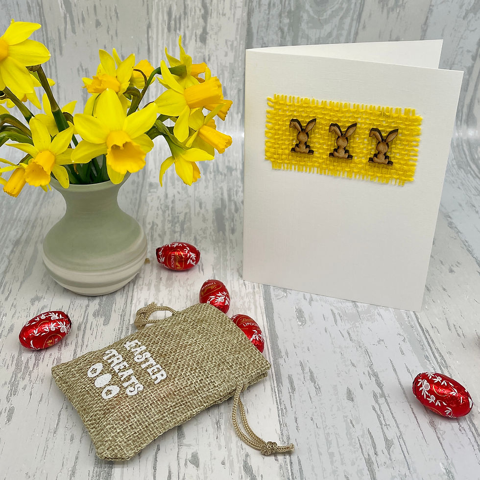 Thumbnail: Wooden Easter Bunny Trio Card