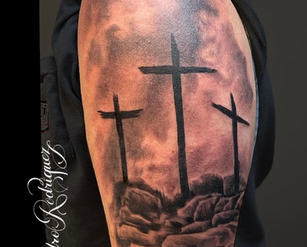Cross Tattoo by Pedro at Fine Ink Studios Orlando
