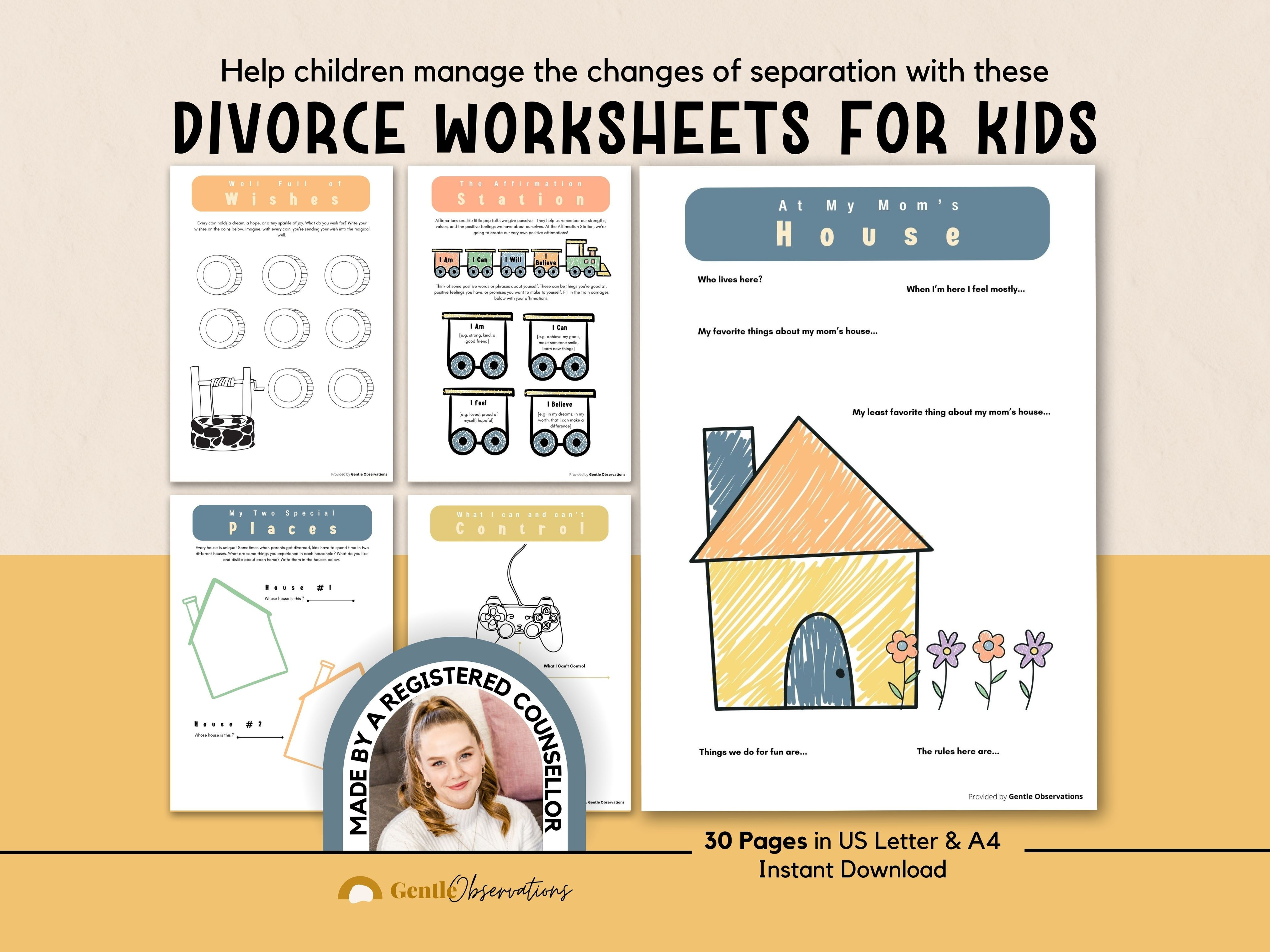Divorce Worksheets for Kids Therapy