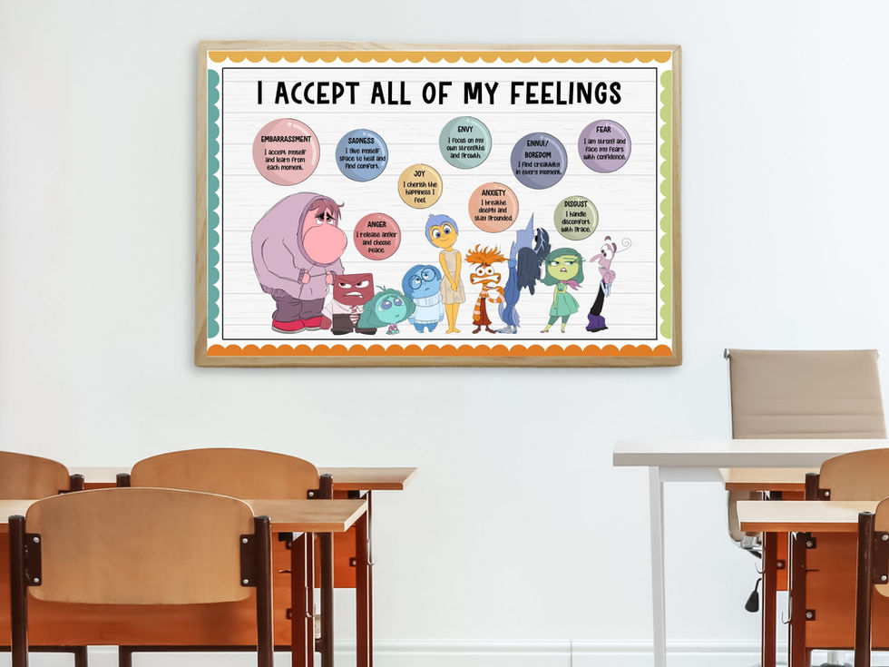 Inside Out 2: 'I Accept All of My Feelings' counseling bulletin board