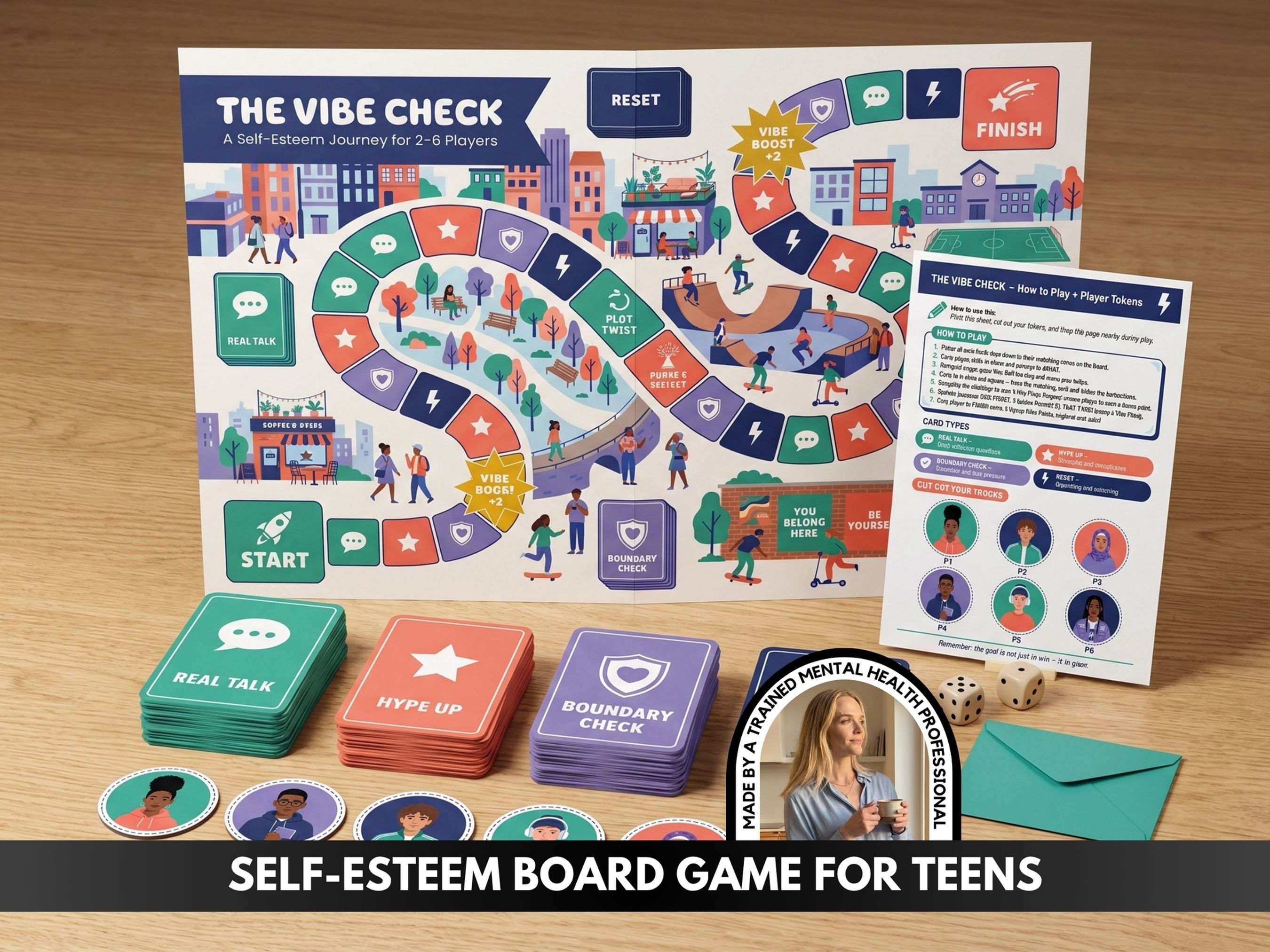The Vibe Check: Self-Esteem Board Game for Teens (Printable PDF)