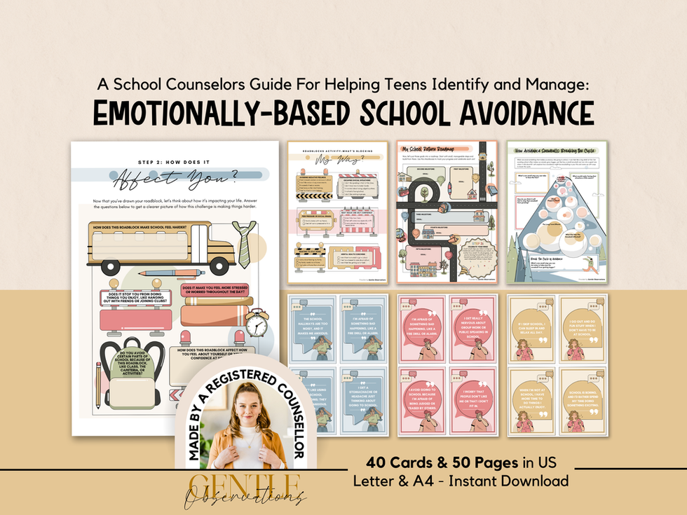 Emotionally-Based School Avoidance workbook & assessment cards