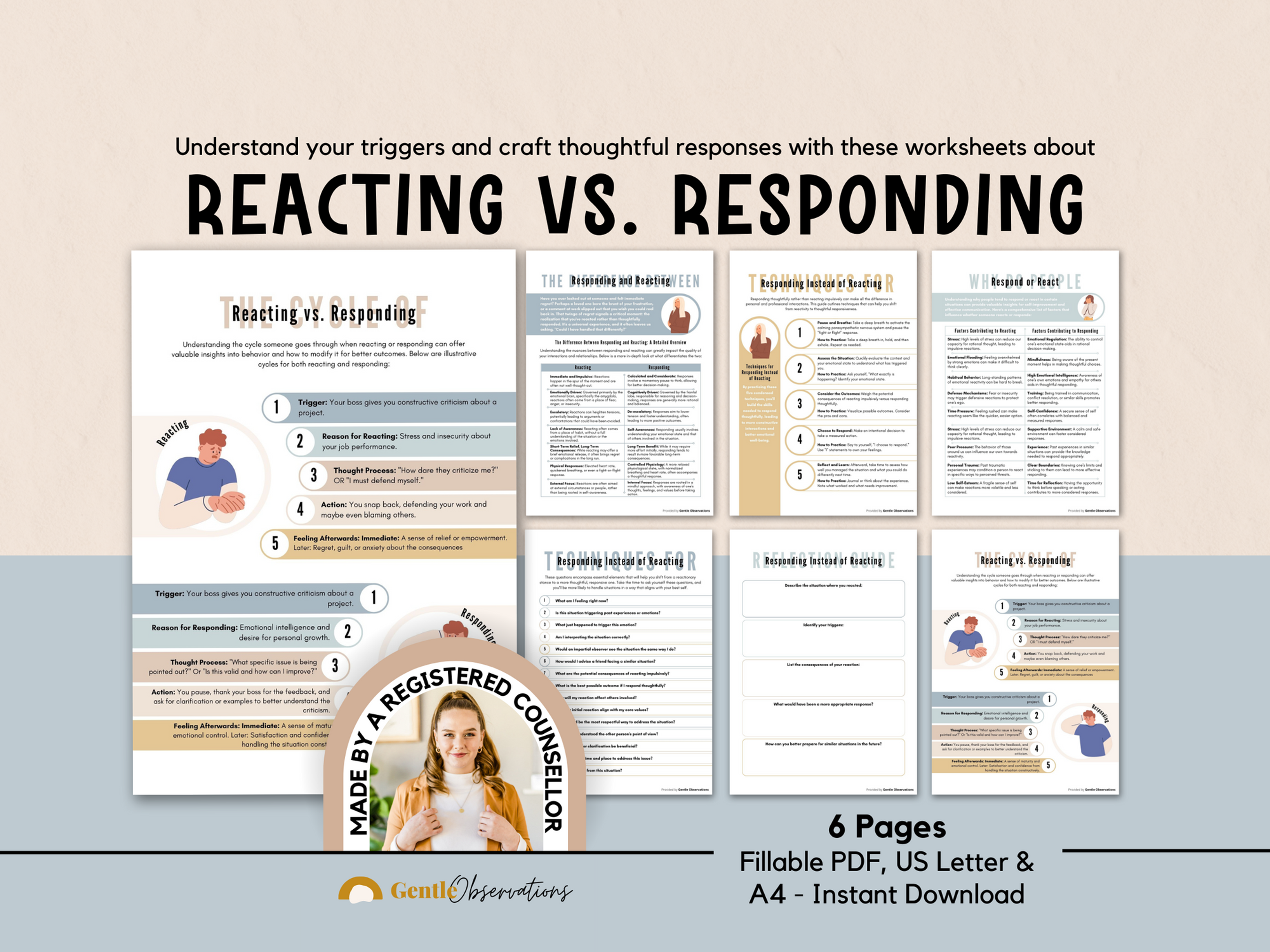 Reacting Vs. Responding Worksheets for Improved Communication Skills
