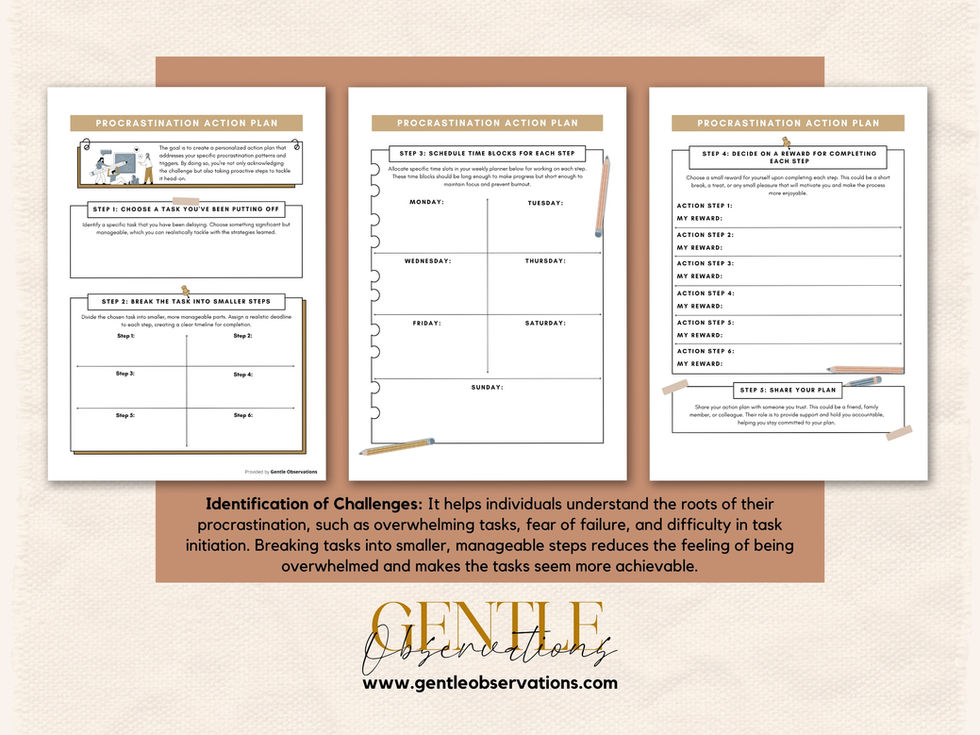 Workbook pages for school avoidance challenges, action plans