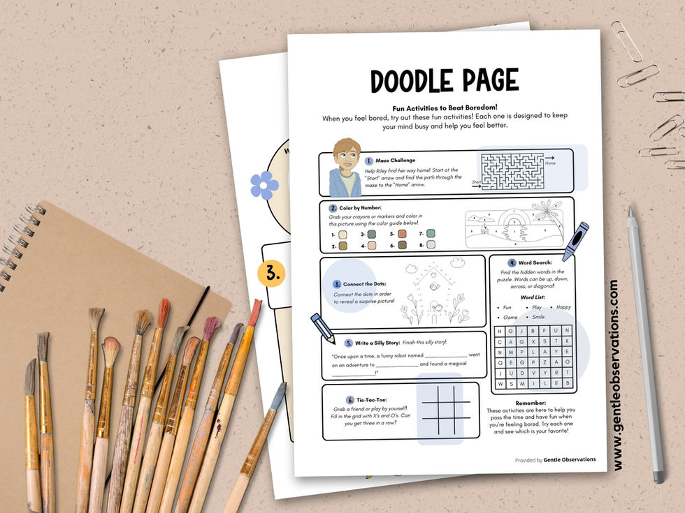 Doodle page from Emotionally Based School Avoidance Workbook