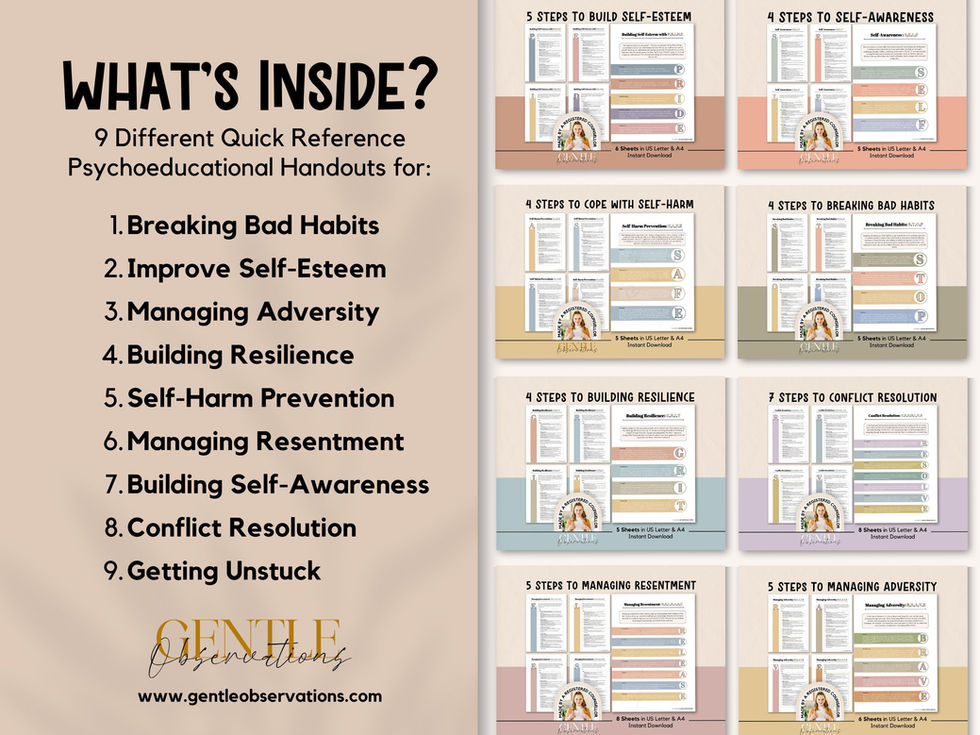 Quick reference psychoeducational handouts for self-improvement