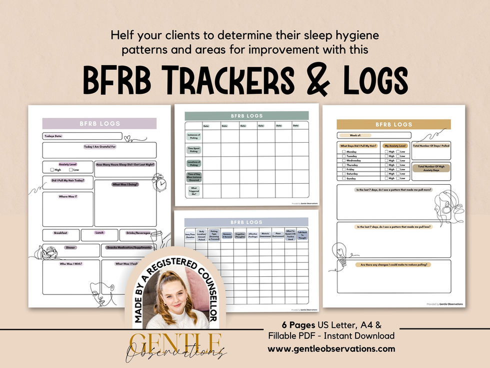 BFRB Trackers & Logs for sleep hygiene by counsellor