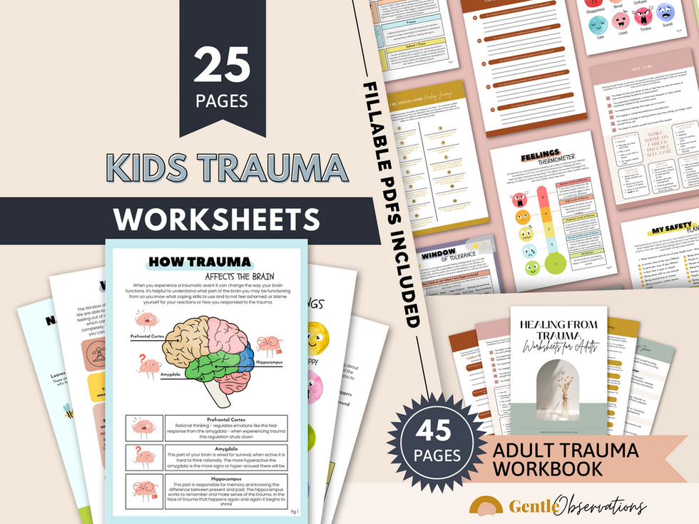 Kids Trauma Worksheets and Adult Trauma Workbook PDFs