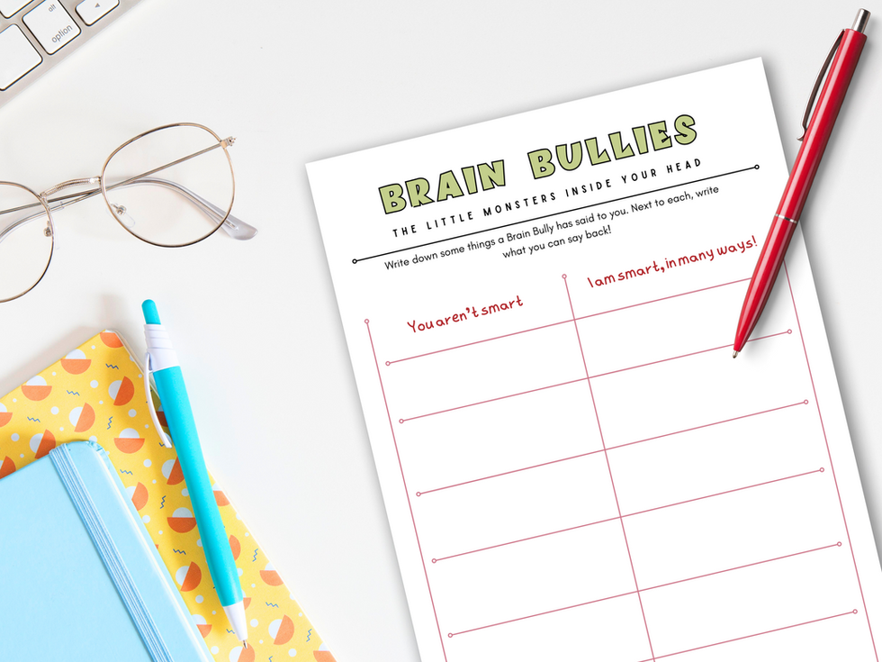 Brain Bullies worksheet to reframe negative thoughts