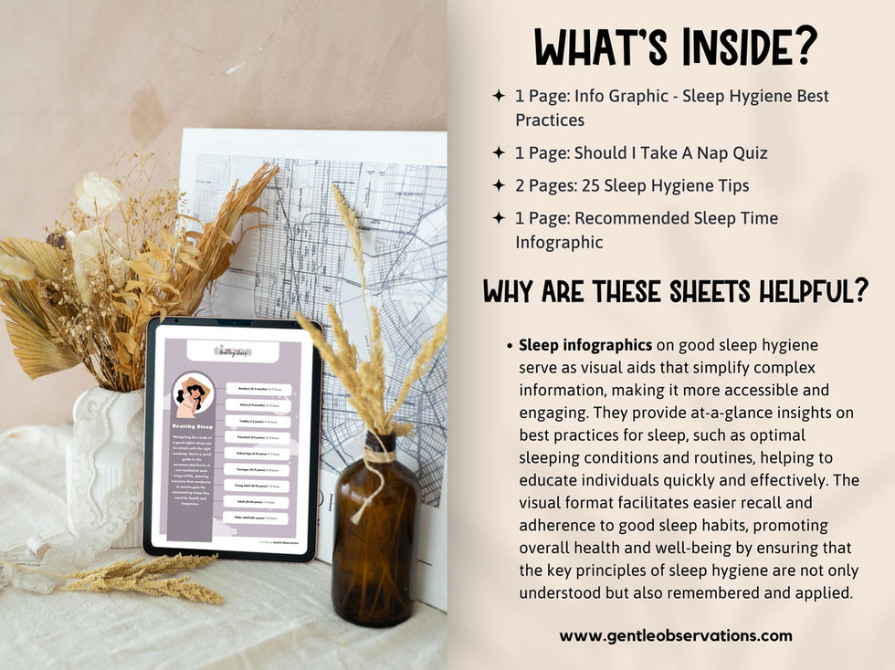 Tablet with 'Welcome' document, sleep hygiene info, floral decor