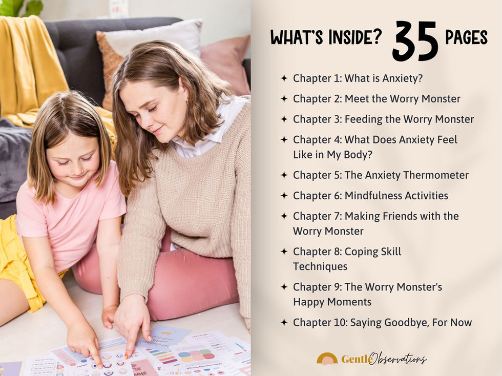 Coping Skills Toolbox for Kids contents and child with adult