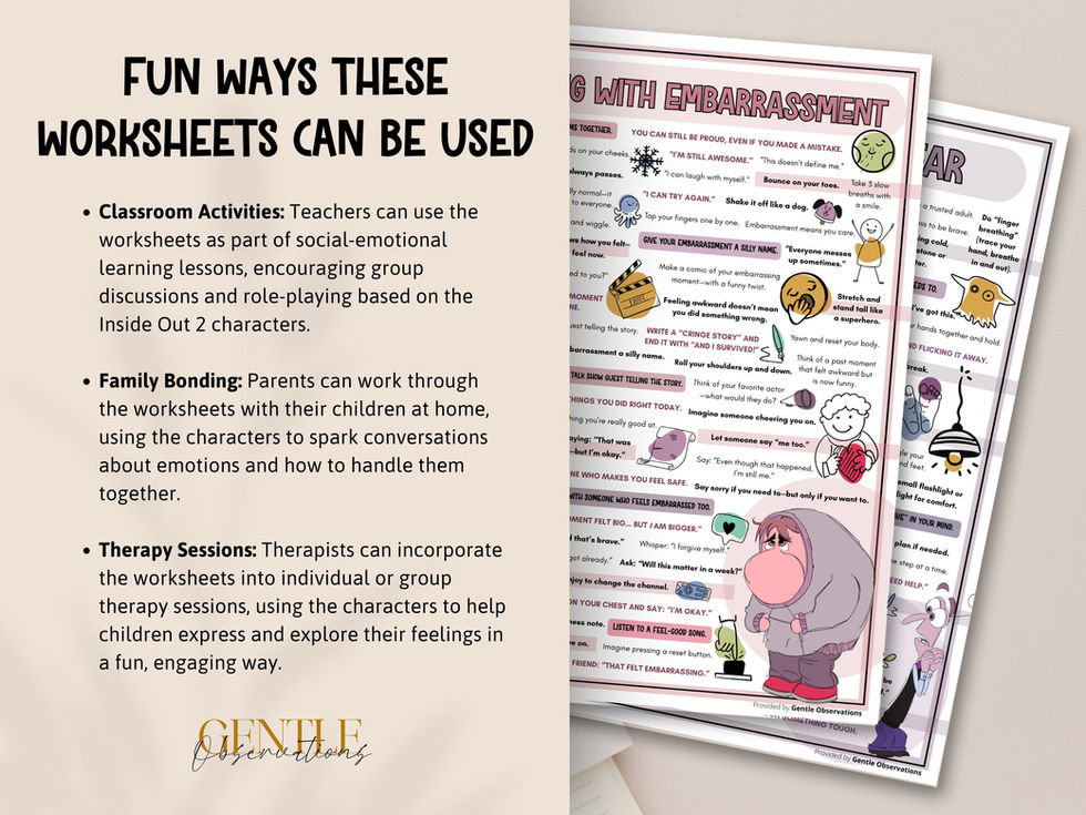 Worksheets for social-emotional learning, 'Dealing with Embarrassment'