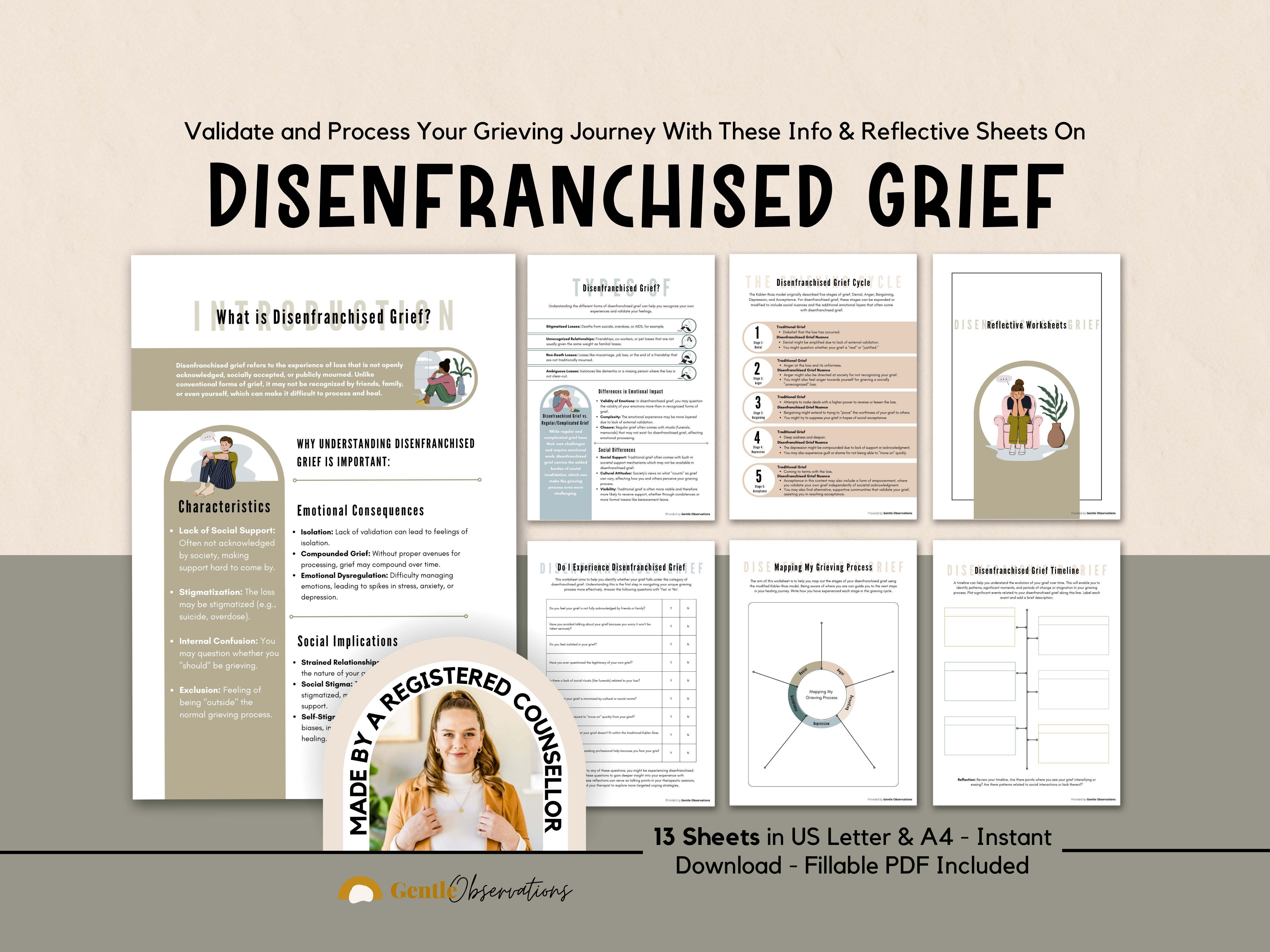 Disenfranchised Grief Info Sheets & Reflection Worksheets