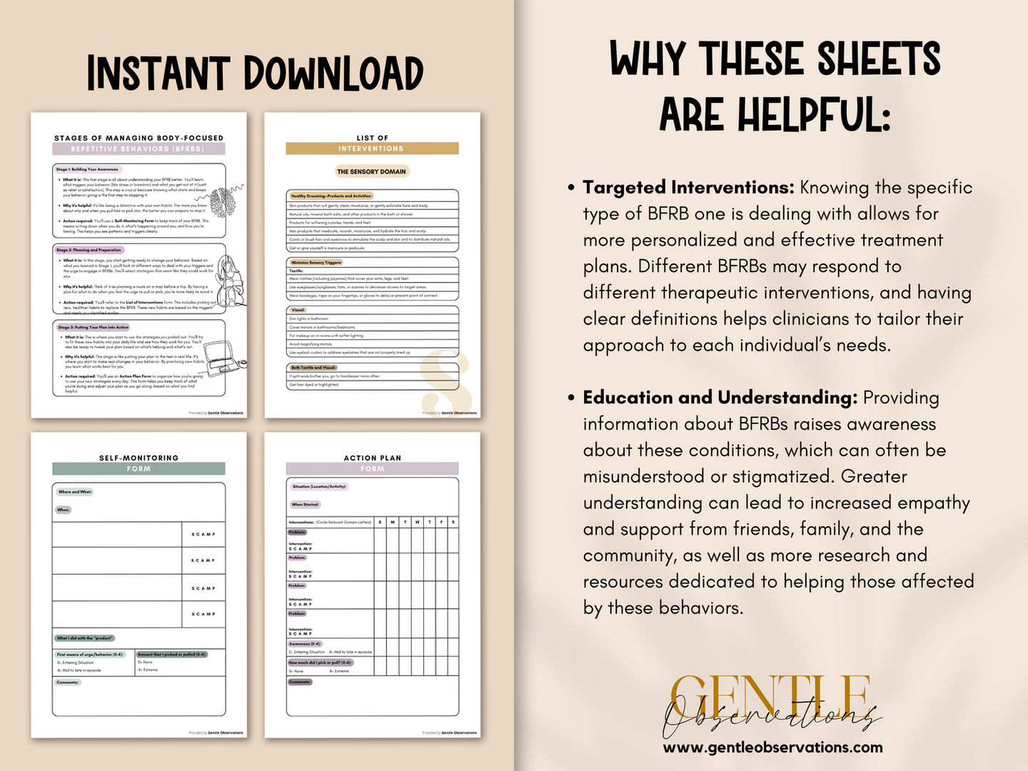Four OCD self-assessment and planning worksheets