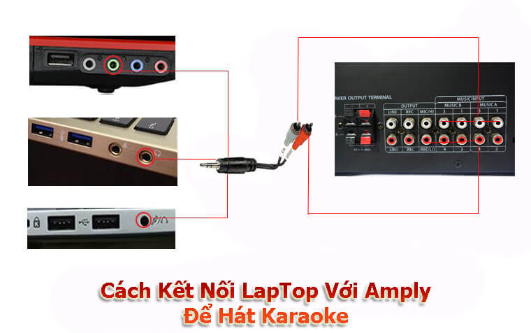 kết nối laptop với amply