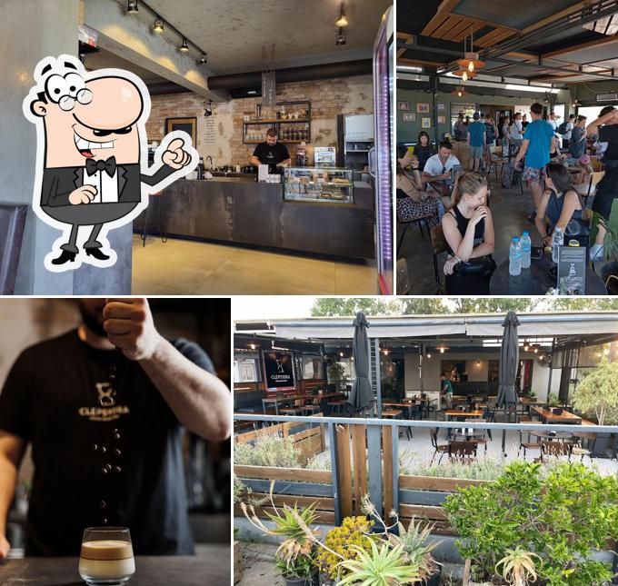 Clepsydra Microroastery coffee bar and terrace at Lefkimmi Port, Corfu