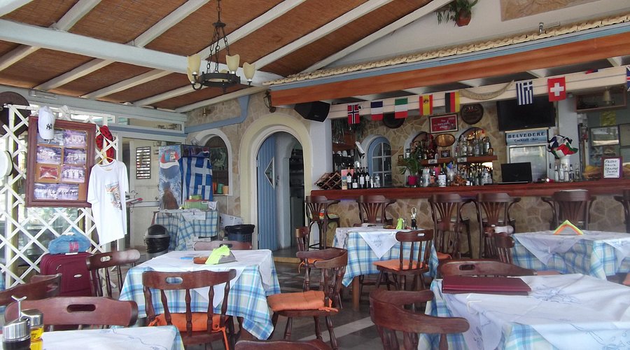 Belvedere Restaurant Café Bar terrace overlooking Paleokastritsa bay