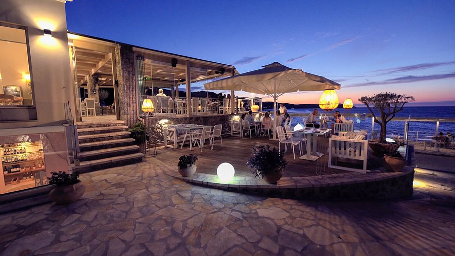 Trilogia Restaurant dining terrace in Kassiopi, Corfu