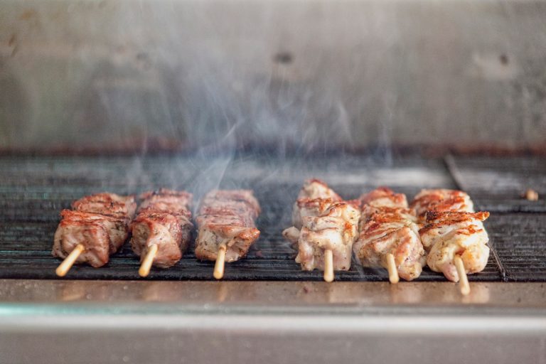 Souvlaki grilling at Pane e Souvlaki in Corfu Town