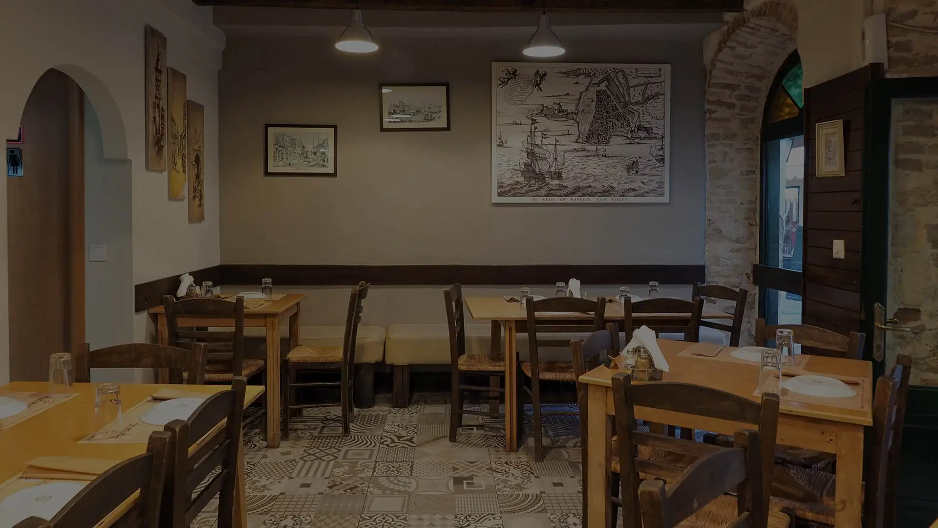 Traditional dining room at Abakas in Corfu Town