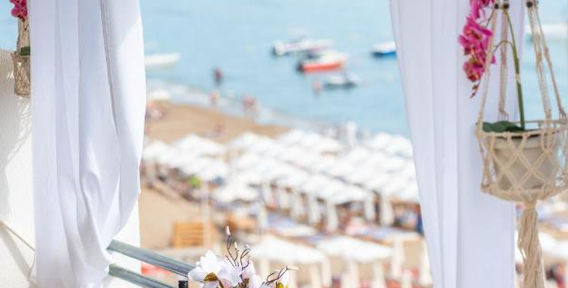 Sea view from the balcony at Alexandras On The Beach and Pool apt in Glyfada, Corfu