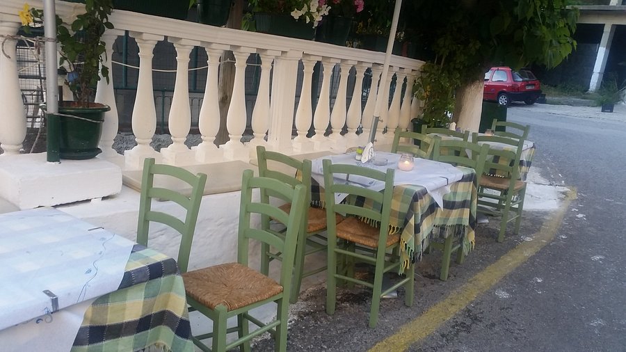 Pelekas Grill outdoor seating in Pelekas, Corfu