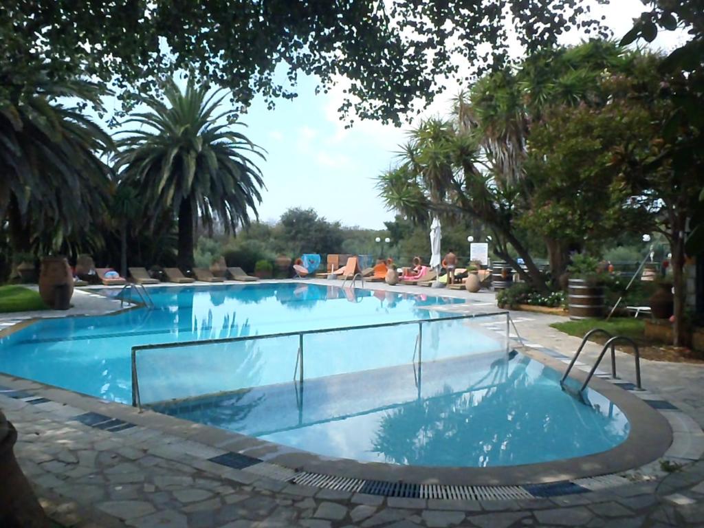 Spiti Nikos: Swimming pool and palm trees