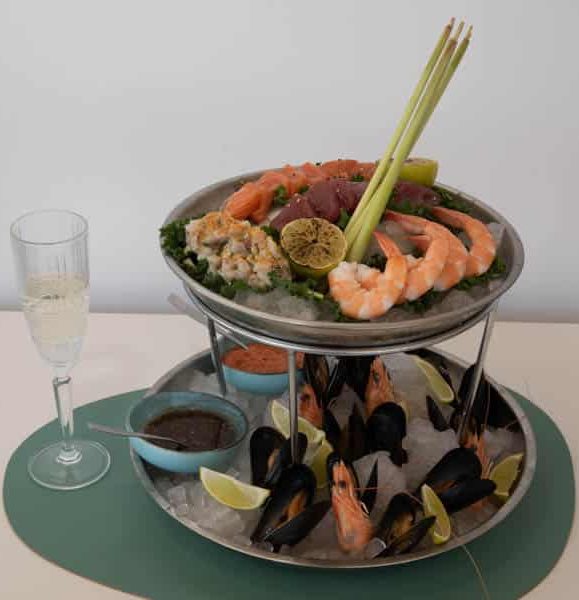 Seafood platter at Flisvos Seaside Experience in Kanoni, Corfu